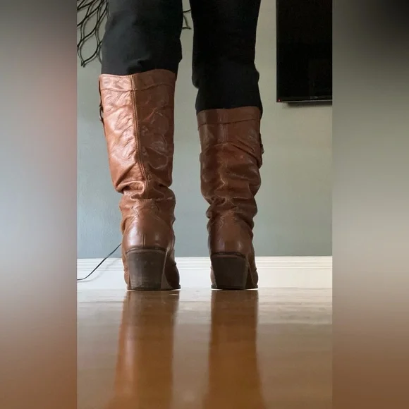 Steve Madden soft supple tan brown leather cowboy boots beautiful patina size8M - Picture 6 of 9